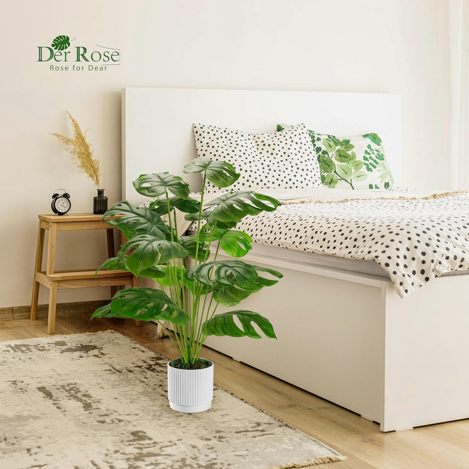 Der Rose Fake Plants Artificial Plants Tall 71cm Adjustable Faux Monstera Plants Indoor Outdoor for Home Bedroom Living Room Bathroom Decor