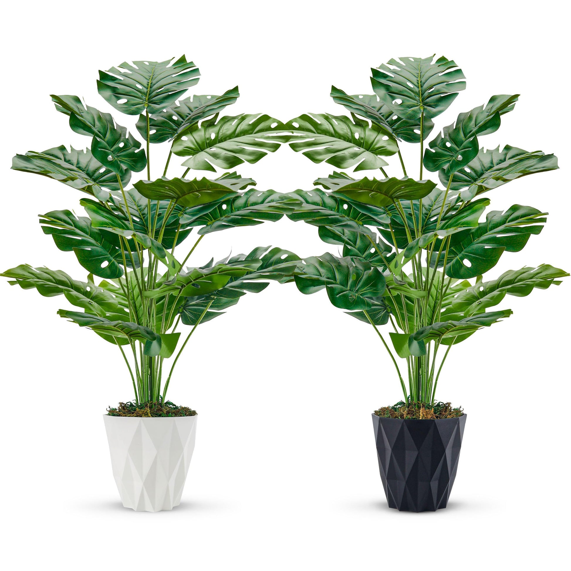 Der Rose 28" Tall Fake Plants Large Artificial Monstera Faux Potted Plants Indoor with White Pot for Home Office Living Room Decor